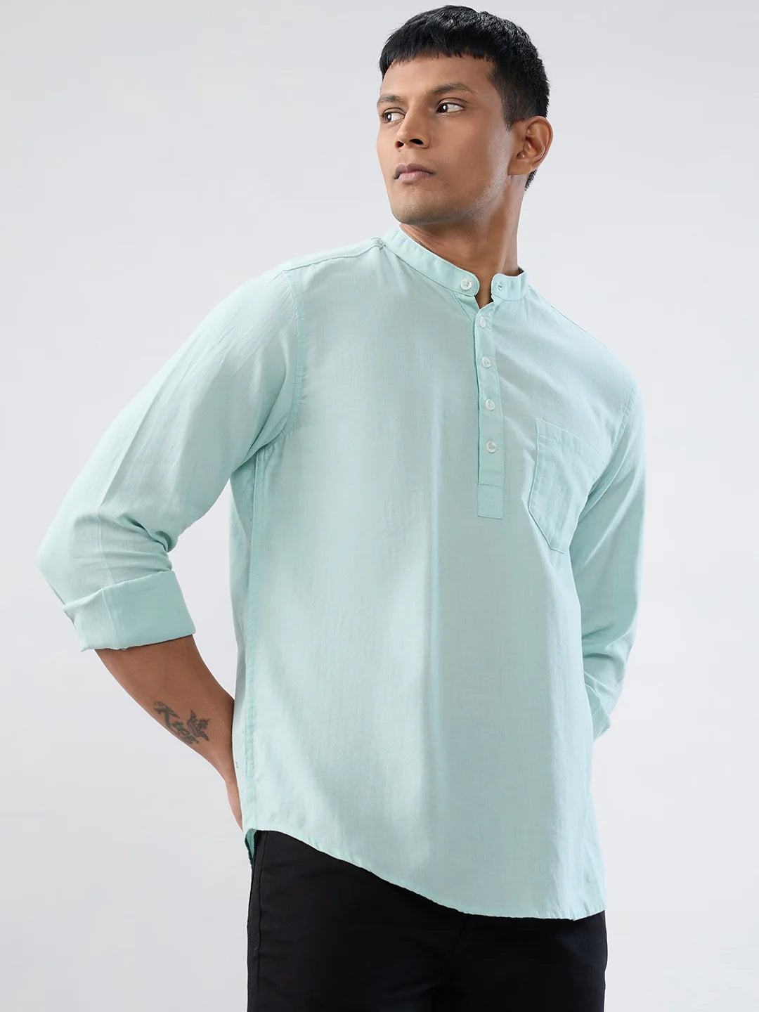 Men Shirt Solid Green Regular Fit