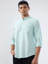 Men Shirt Solid Green Regular Fit