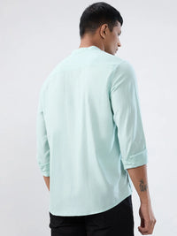 Men Shirt Solid Green Regular Fit