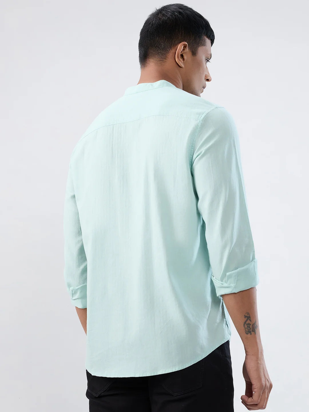 Men Shirt Solid Green Regular Fit