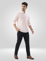 Men Shirt Solid Pink Regular Fit