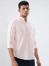 Men Shirt Solid Pink Regular Fit