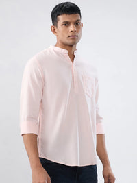 Men Shirt Solid Pink Regular Fit