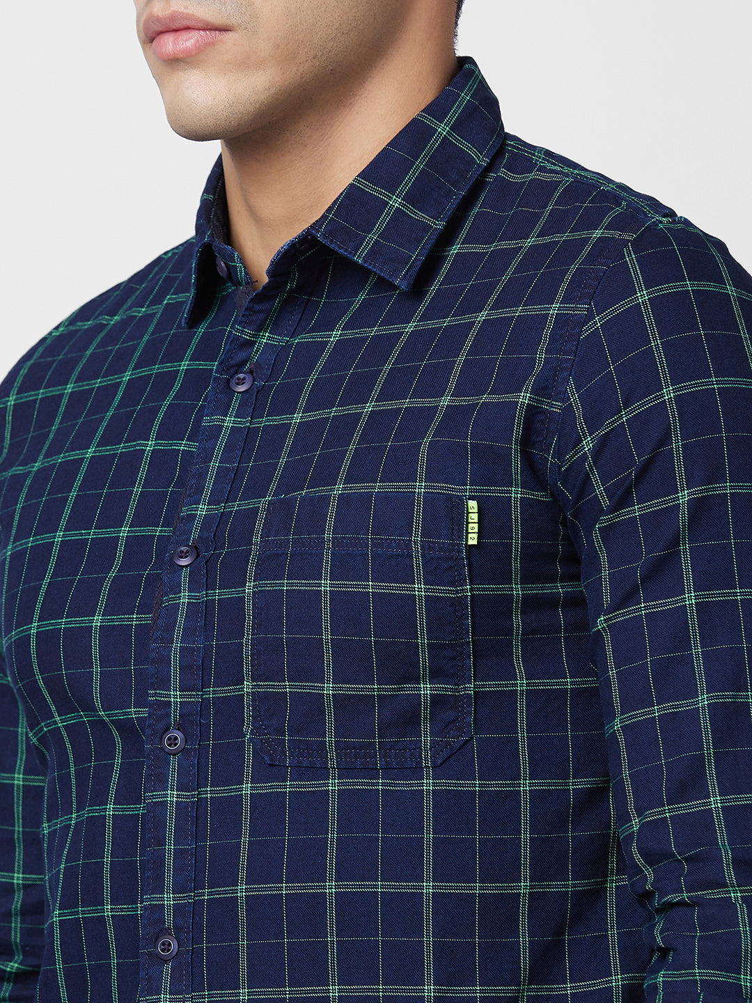 Spykar Slim Fit Tartan Checks Opaque Cotton Casual Shirt