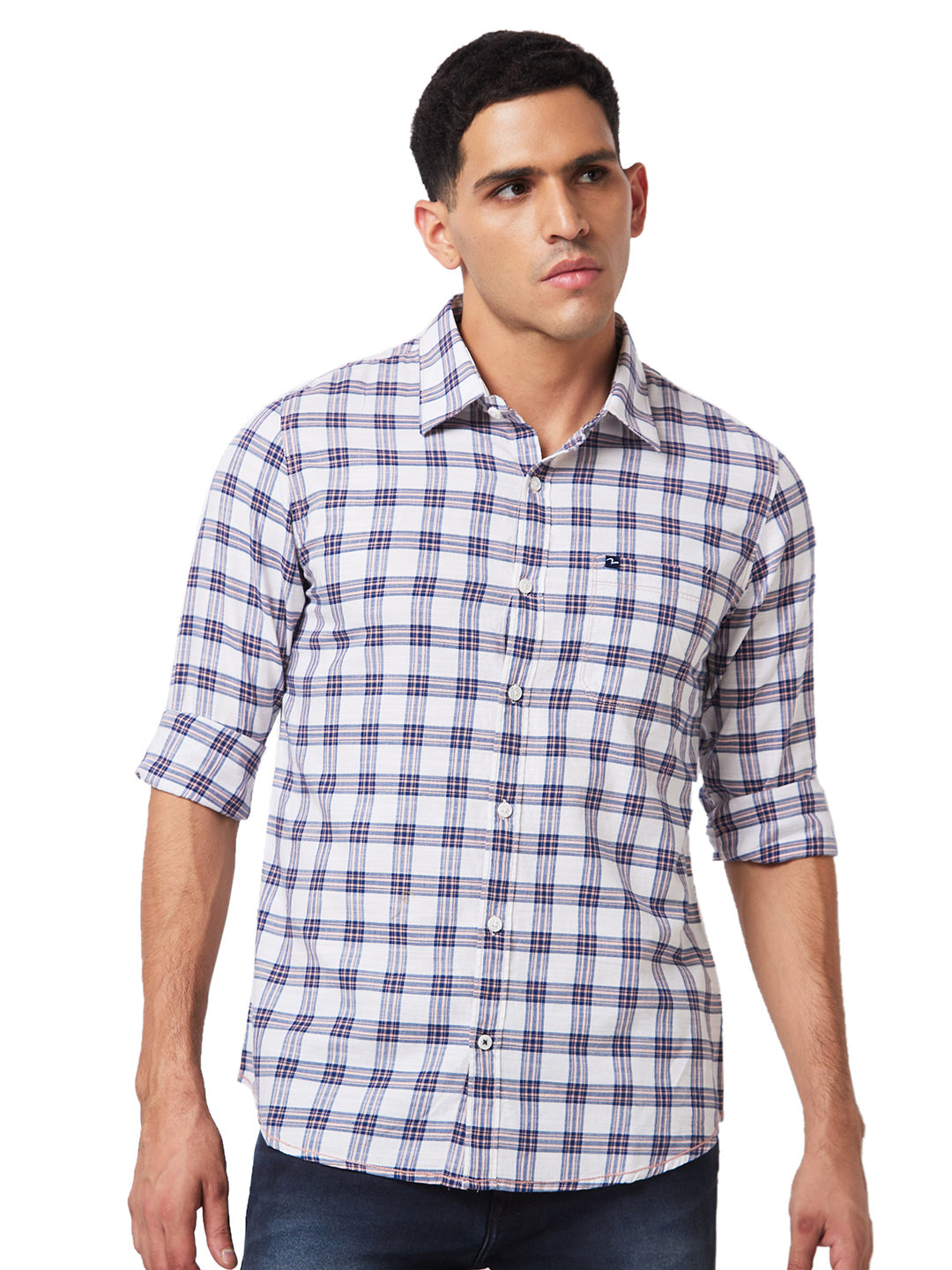 Spykar Slim Fit Checked Cotton Casual Shirt