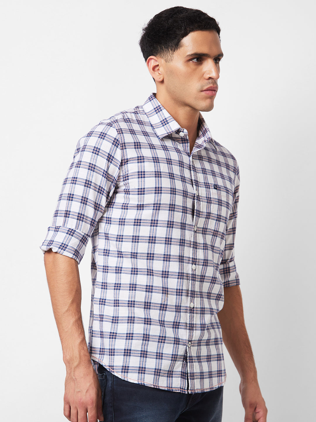 Spykar Slim Fit Checked Cotton Casual Shirt