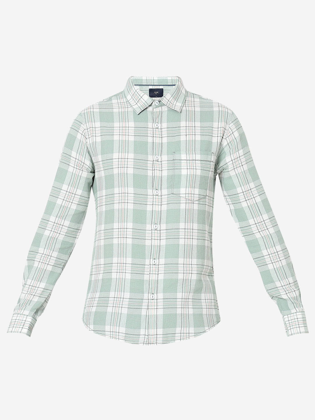 Spykar Green Regular Fit Full Sleeves Cotton Checked Shirt For Men