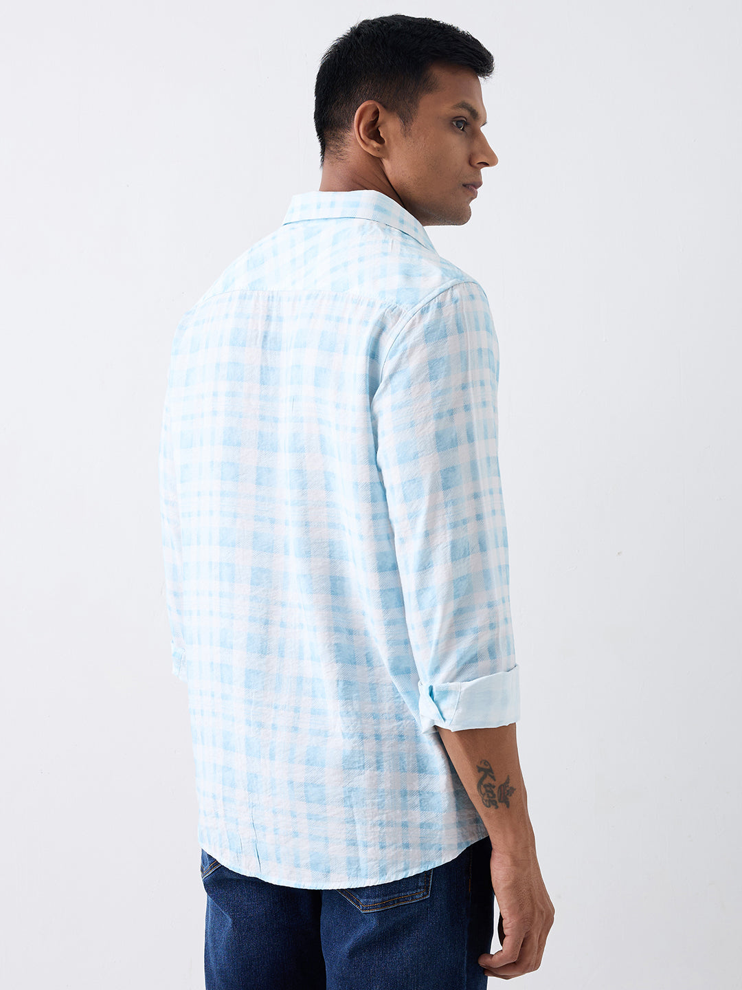 Spykar Blue Slim Fit Casual Shirt For Men