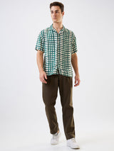 Men Shirt Check Green Relaxed Fit