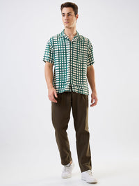 Men Shirt Check Green Relaxed Fit