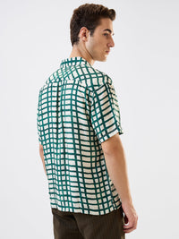 Men Shirt Check Green Relaxed Fit
