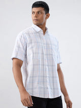 Men Shirt Check Grey Regular Fit