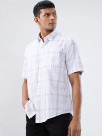 Men Shirt Check Grey Regular Fit
