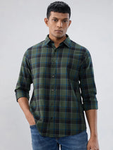 Men Shirt Check Green Regular Fit
