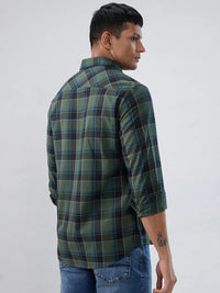 Men Shirt Check Green Regular Fit