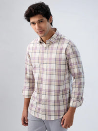 Men Shirt Check Purple Regular Fit