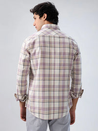 Men Shirt Check Purple Regular Fit