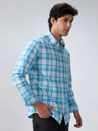 Men Shirt Blue Sky Check Regular Fit