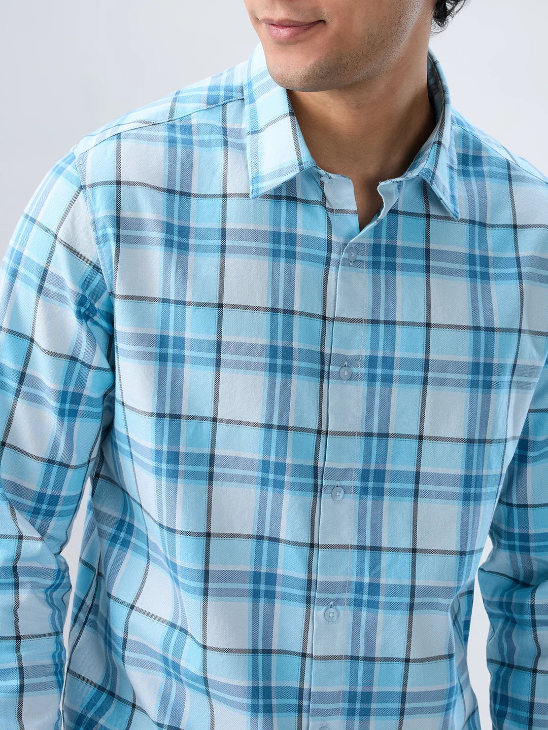 Men Shirt Blue Sky Check Regular Fit