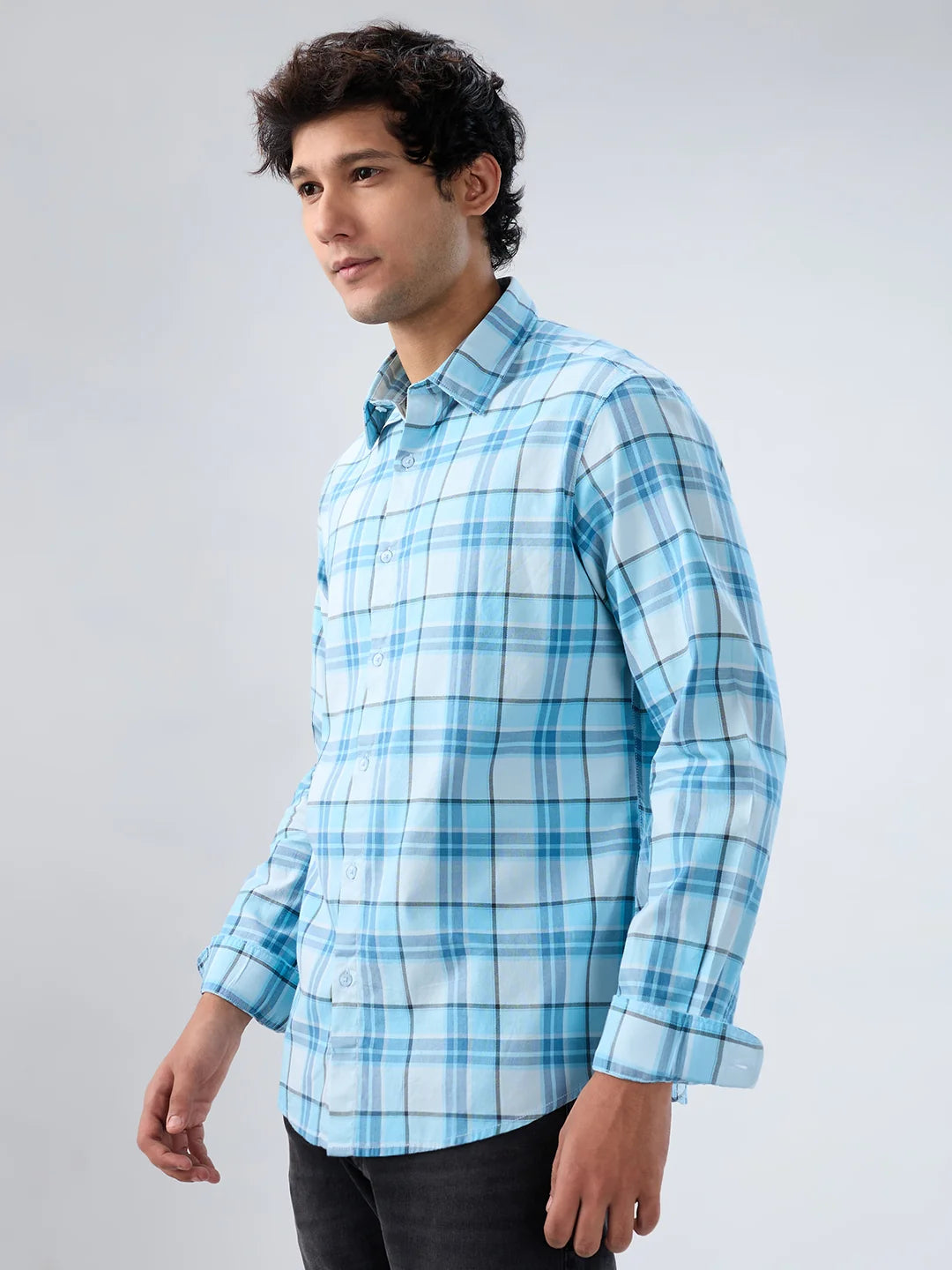 Men Shirt Blue Sky Check Regular Fit