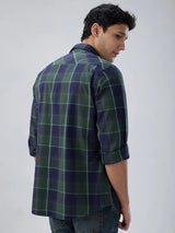 Men Shirt Check Green Regular Fit