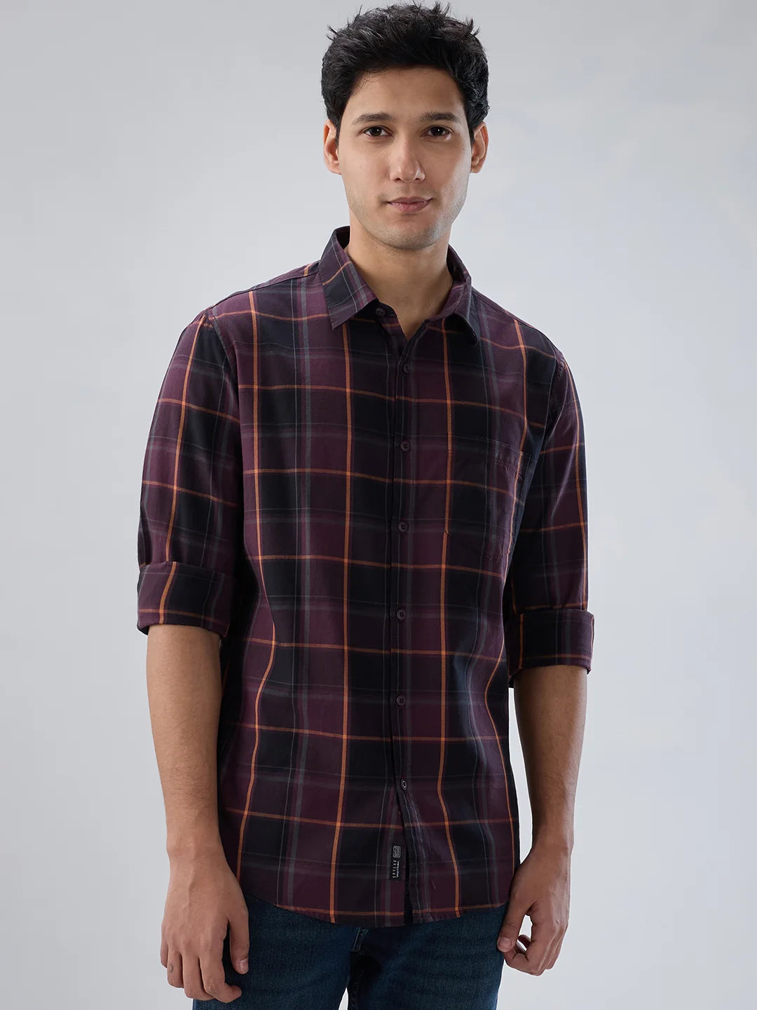 Men Red Check Regular Fit Shirts