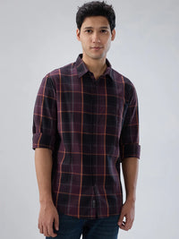 Men Shirt Check Red Regular Fit