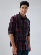 Men Shirt Check Red Regular Fit
