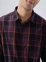 Men Shirt Check Red Regular Fit