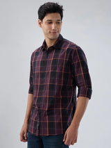 Men Shirt Check Red Regular Fit