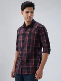 Men Shirt Check Red Regular Fit