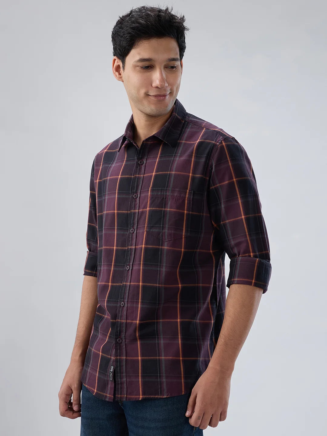 Men Shirt Check Red Regular Fit