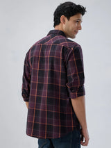 Men Shirt Check Red Regular Fit