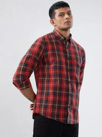 Men Shirt Check Red Regular Fit