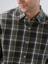 Men Shirt Check Green Regular Fit