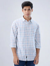 Men Shirt Check Blue Regular Fit