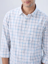 Men Shirt Check Blue Regular Fit