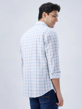 Men Shirt Check Blue Regular Fit