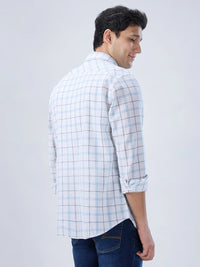 Men Shirt Check Blue Regular Fit