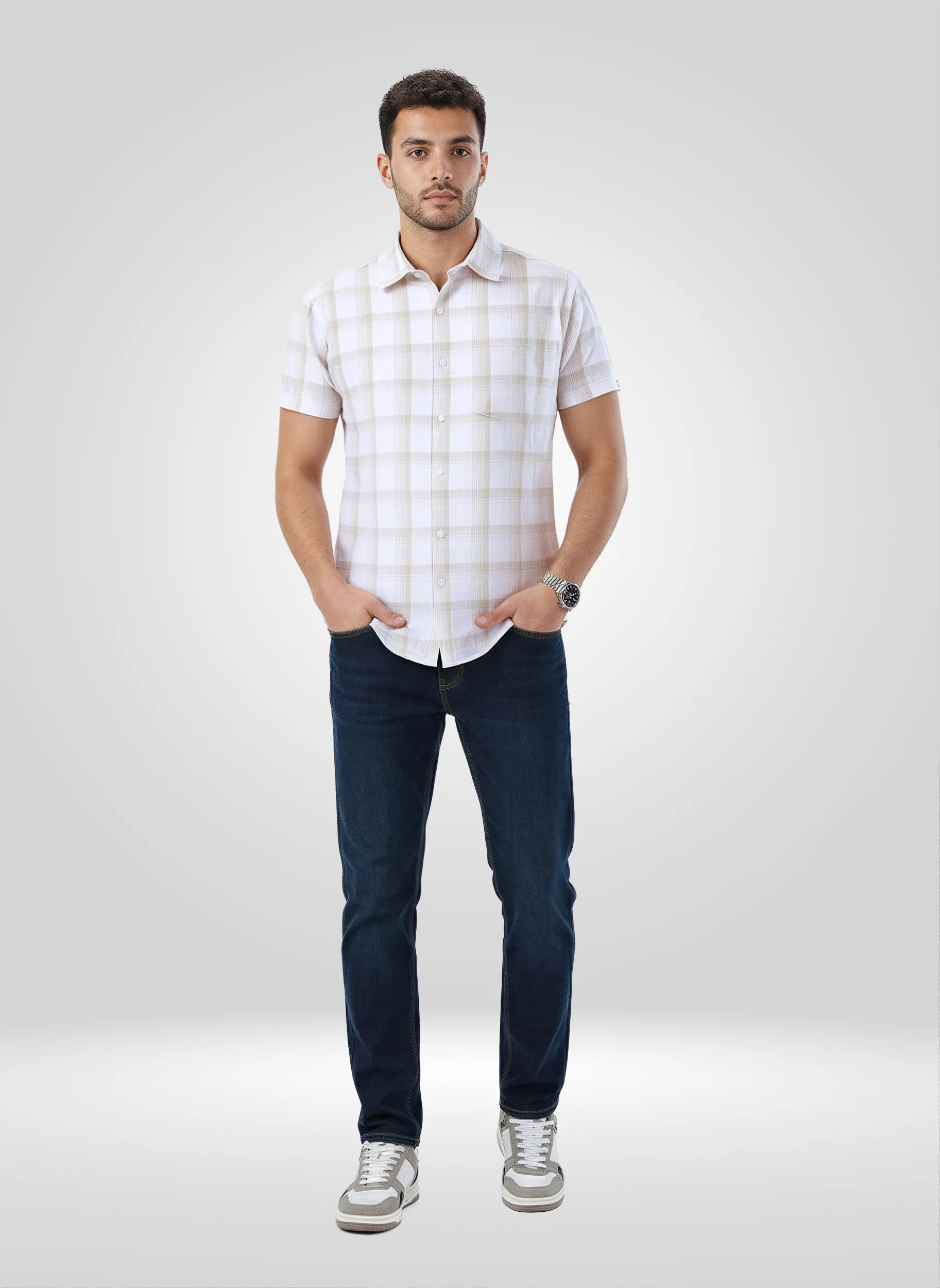 Men Brown Check Regular Fit Shirts