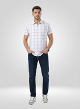Men Shirt Check Brown Regular Fit