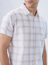 Men Shirt Check Brown Regular Fit