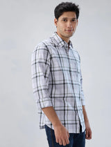 Men Shirt Check Green Regular Fit
