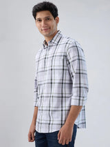 Men Shirt Check Green Regular Fit