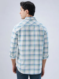 Men Shirt Check Blue Regular Fit