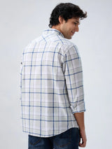 Men Shirt Check Grey Regular Fit