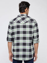 Men Shirt Check Green Regular Fit