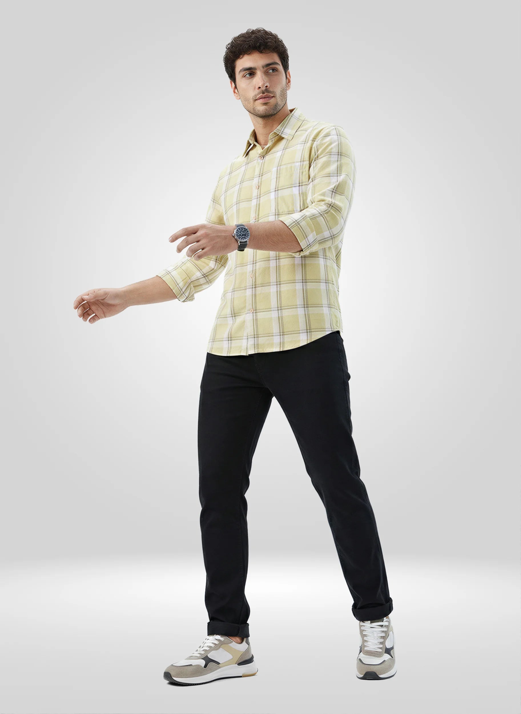 Men Green Check Regular Fit Shirts