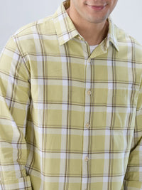Men Shirt Check Green Regular Fit
