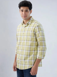 Men Shirt Check Green Regular Fit